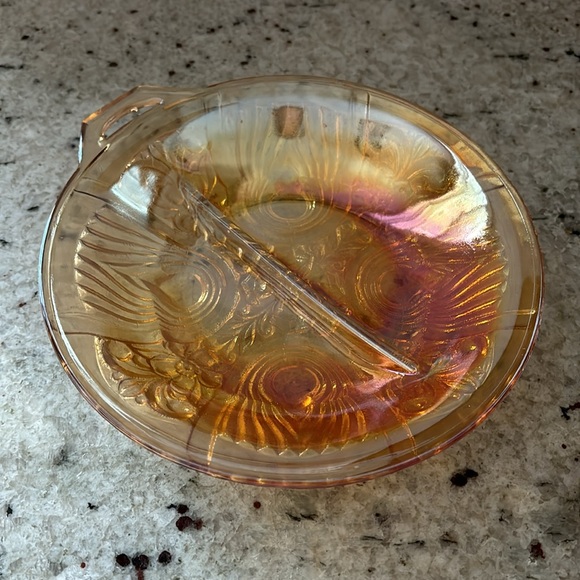 Vintage Indiana Glass Co. carnival glass divided dish - Picture 2 of 6